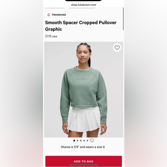 Lululemon✨Smooth Spacer Crop Pullover
Graphic EMBOSSED✨Softstreme✨Crater Blue✨12 - Picture 6 of 9